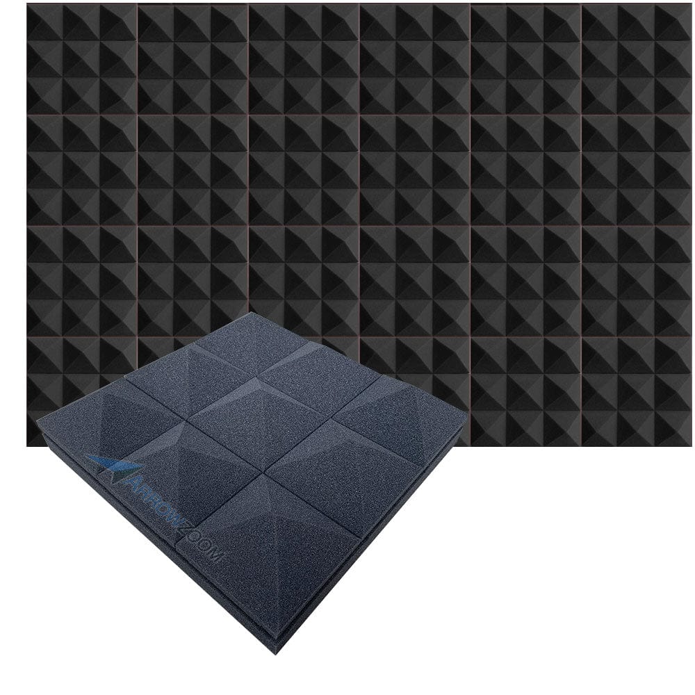 Arrowzoom™ PRO Series Soundproof Foam - Pyramid Plus - KK1194 Black / 24 pieces