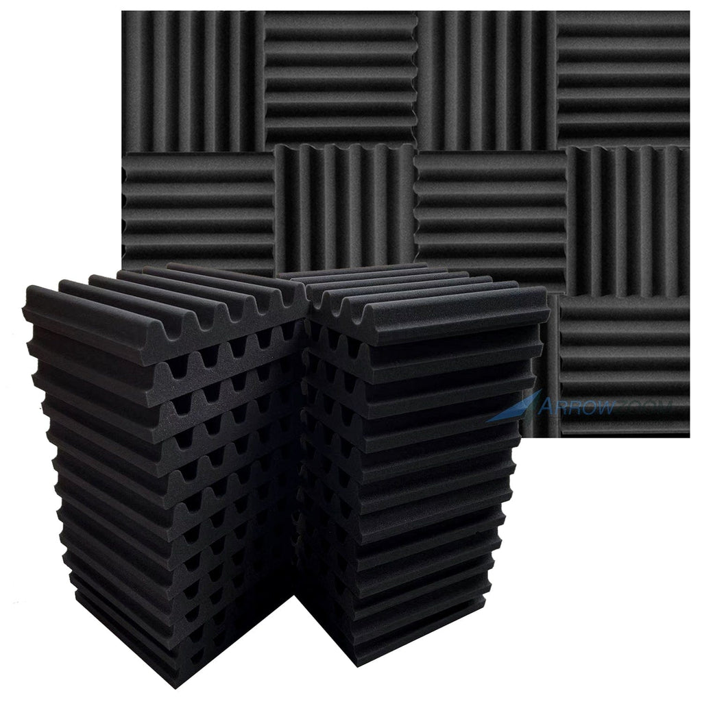 Arrowzoom™ PRO Series Soundproof Foam - Sea Wave Pro - KK1242 Black / 24 pieces