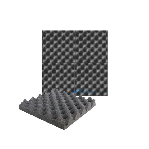 New 4 Pcs Bundle Egg Crate Convoluted Acoustic Tile Panels Sound Absorption Studio Soundproof Foam KK1052 Black / 25 X 25 X 3 cm (9.8 X 9.8 X 1.1 in)