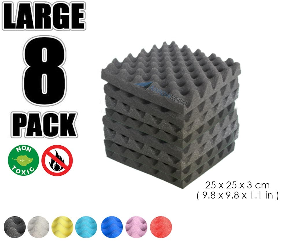 New 8 Pcs Bundle Egg Crate Convoluted Acoustic Tile Panels Sound Absorption Studio Soundproof Foam 8 Colors KK1052 Black / 25 X 25 X 3 cm (9.8 X 9.8 X 1.1 in)