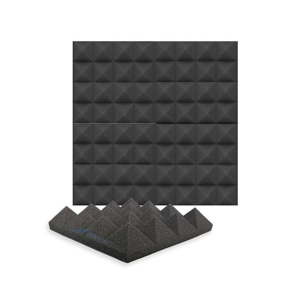 New 4 pcs Bundle Pyramid Tiles Acoustic Panels Sound Absorption Studio Soundproof Foam 8 Colors KK1034 Black / 25 X 25 X 5cm (9.8 X 9.8 X 1.9in)