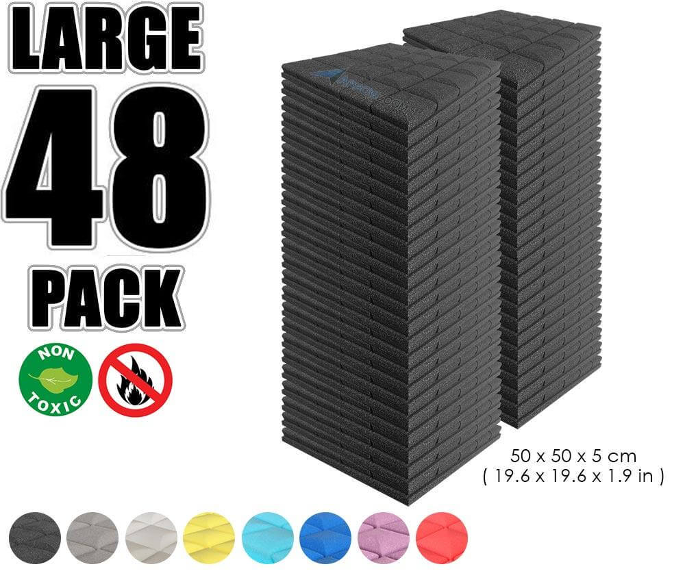 Arrowzoom Acoustic Hemisphere Grid Foam - Black - KK1040 - Size: 48 Pieces - 50 X 50 X 5cm