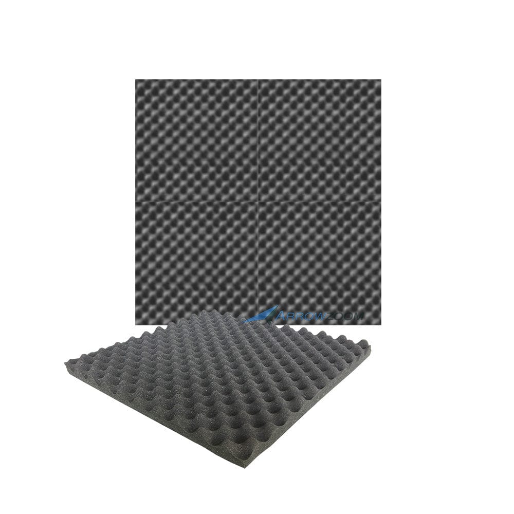 New 4 Pcs Bundle Egg Crate Convoluted Acoustic Tile Panels Sound Absorption Studio Soundproof Foam KK1052 Black / 50 X 50 X 3 cm (19.7 X 19.7 X 1.1 in)