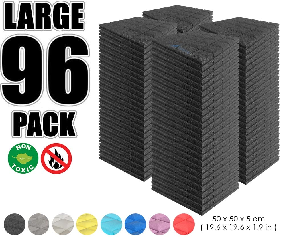 New 96 pcs Bundle Hemisphere Grid Type Acoustic Panels Sound Absorption Studio Soundproof Foam 8 Colors KK1040 Black / 50 X 50 X 5cm (19.6 X 19.6 X 1.9 in)