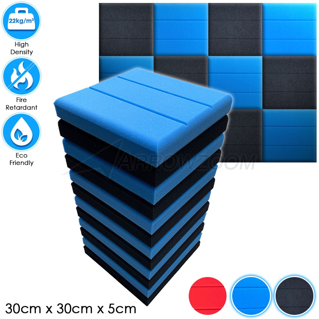Arrowzoom™ PRO Series Soundproof Foam - Brick Pro - KK1197 Black & Blue / 12 pieces