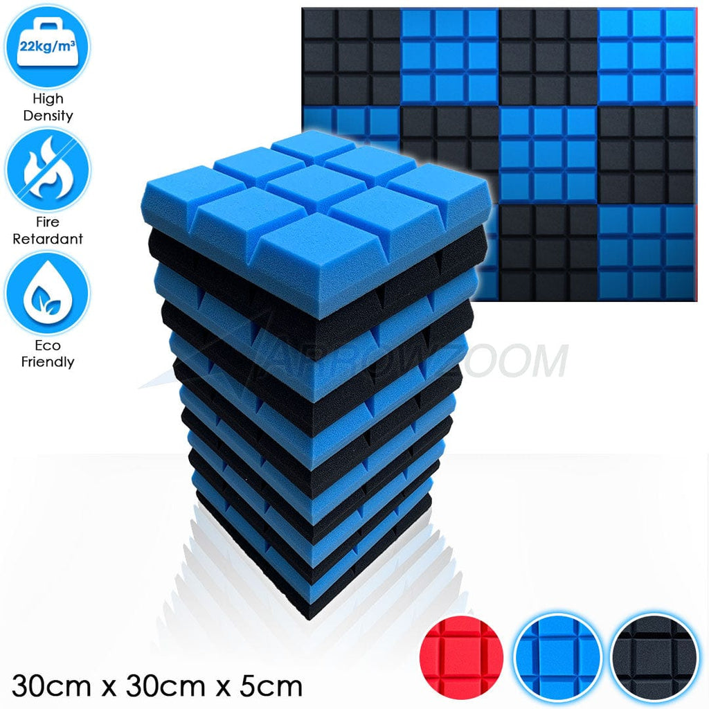 Arrowzoom™ PRO Series Soundproof Foam - Sudoku Pro - KK1195 Black & Blue / 12 pieces