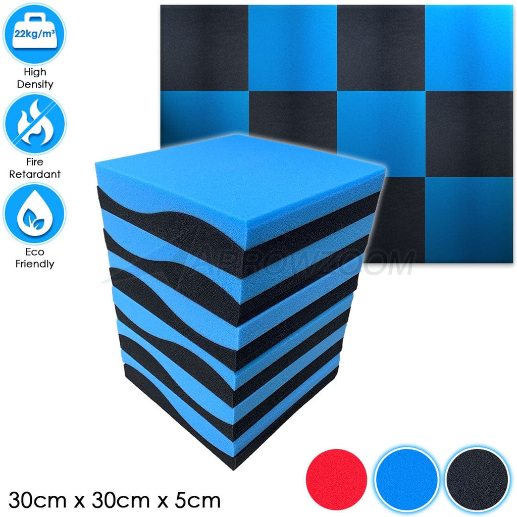 Arrowzoom™ PRO Series Soundproof Foam - Wave Pro - KK1199 Black & Blue / 12 pieces