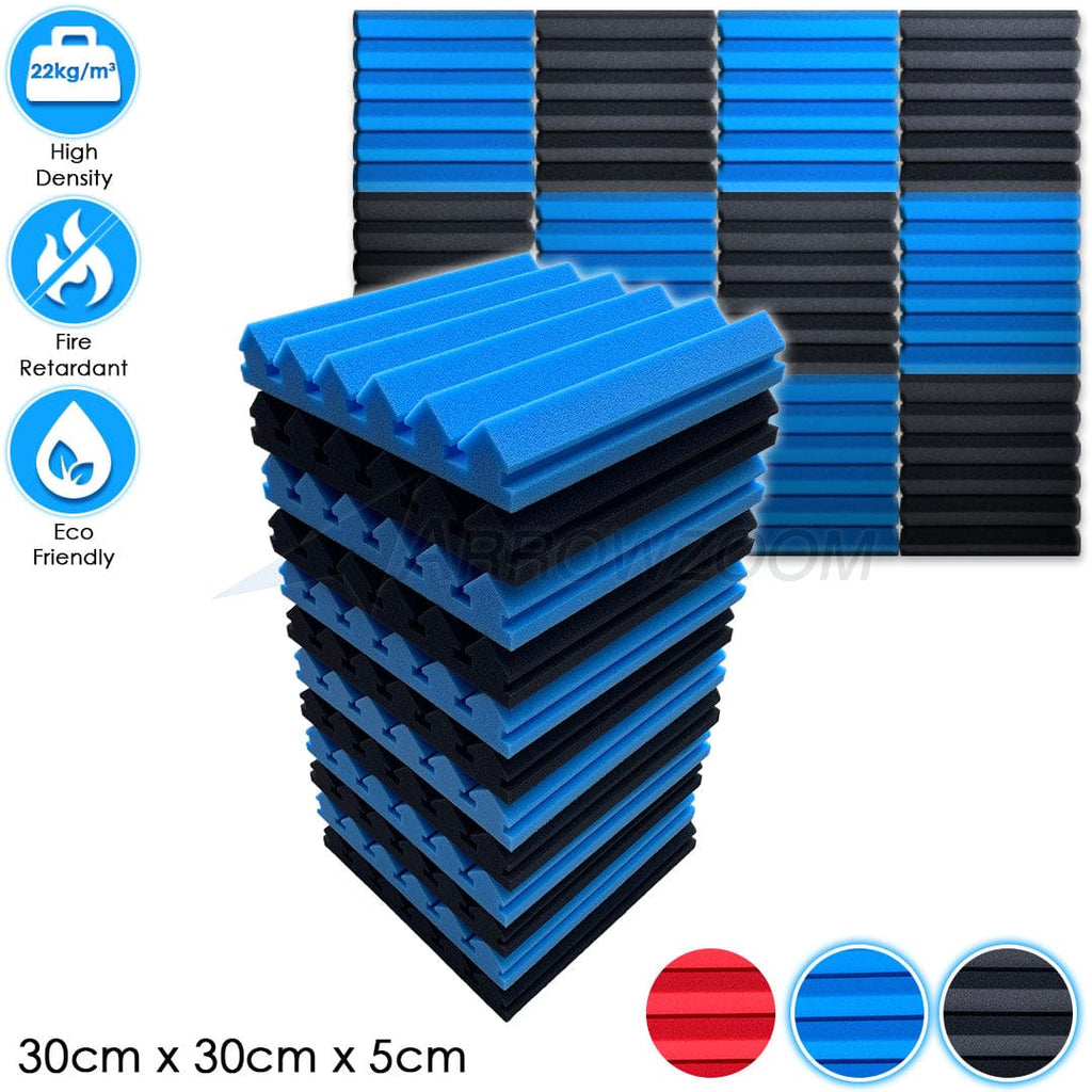 Arrowzoom™PRO Series Soundproof Foam - Wedge Pro - KK1200 - BUNDLE: 12 pieces - Black x Blue