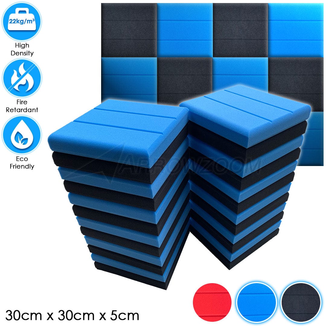 Arrowzoom™ PRO Series Soundproof Foam - Brick Pro - KK1197 Black & Blue / 24 pieces