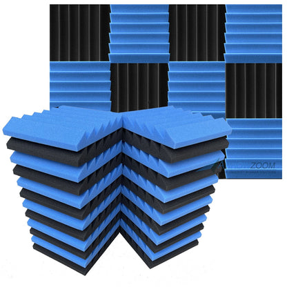 Arrowzoom™ PRO Series Soundproof Foam - Triangle Pro - KK1243 Black & Blue / 24 pieces