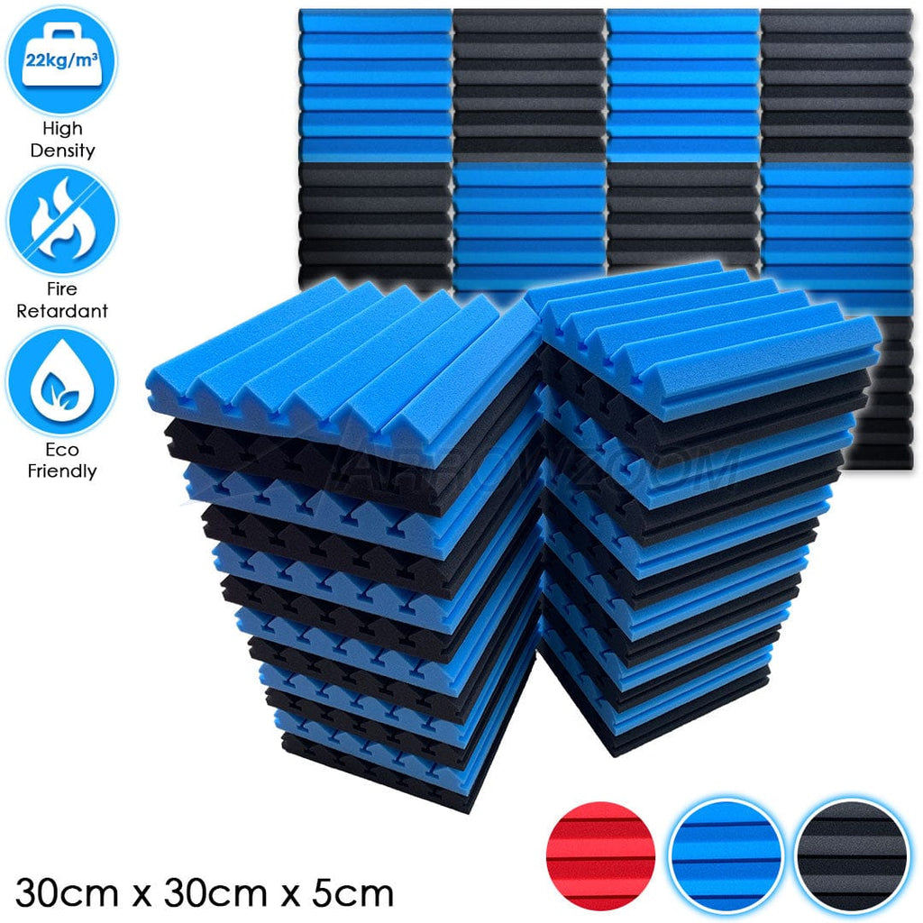 Arrowzoom™PRO Series Soundproof Foam - Wedge Pro - KK1200 - BUNDLE: 24 pieces - Black x Blue