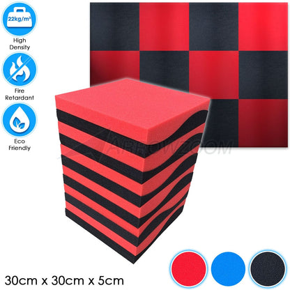 Arrowzoom™ PRO Series Soundproof Foam - Wave Pro - KK1199 Black & Red / 12 pieces