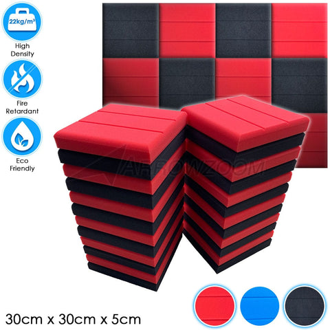Arrowzoom™ PRO Series Soundproof Foam - Brick Pro - KK1197 Black & Red / 24 pieces