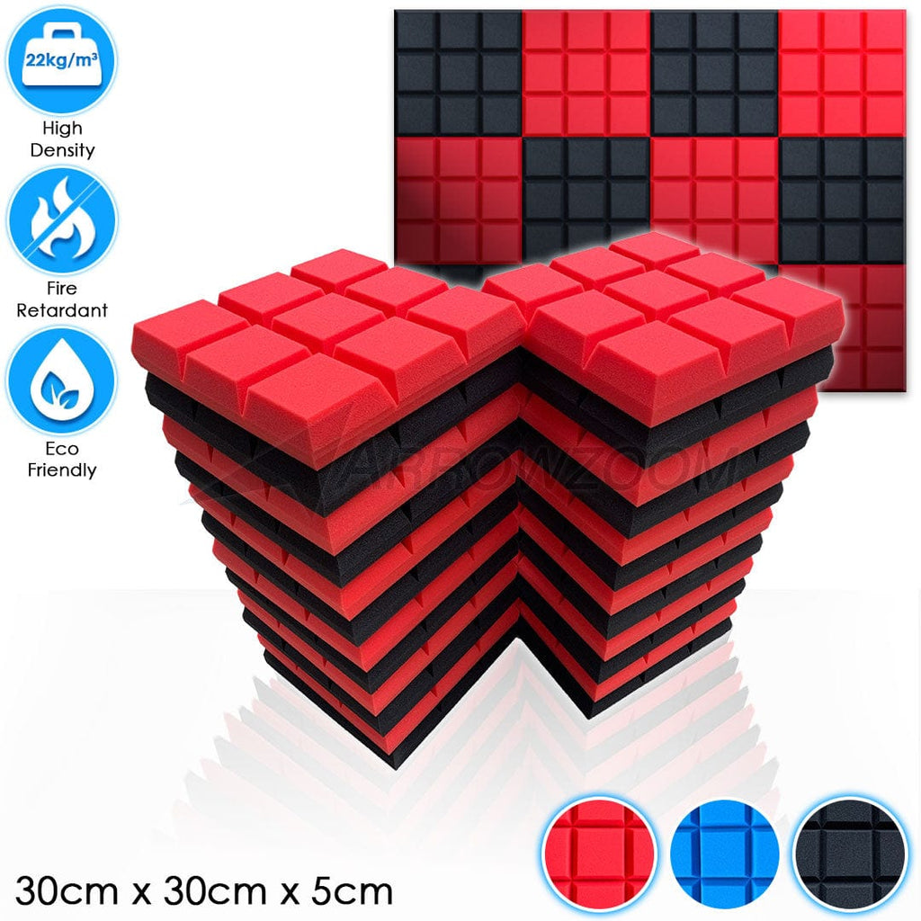 Arrowzoom™ PRO Series Soundproof Foam - Sudoku Pro - KK1195 Black & Red / 24 pieces