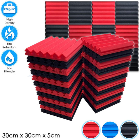 Arrowzoom™PRO Series Soundproof Foam - Wedge Pro - KK1200 - BUNDLE: 24 pieces - Black x Red