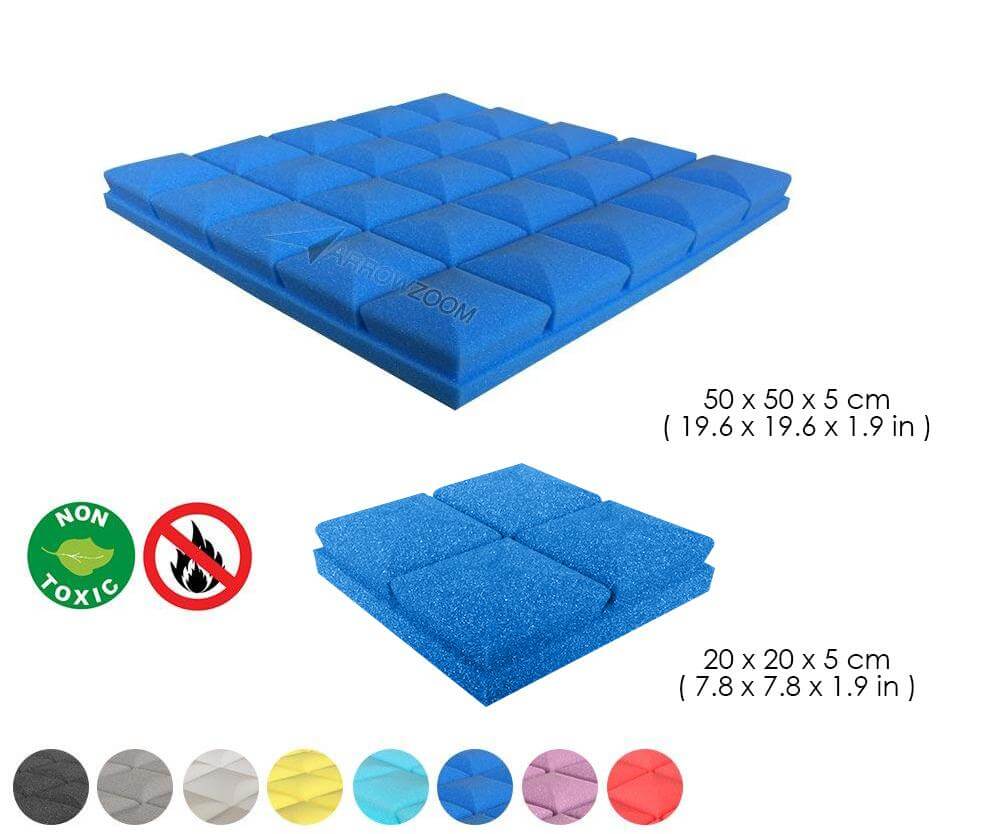 Arrowzoom Acoustic Hemisphere Grid Foam - Solid Colors - KK1040 Blue / 1 Piece - 20 X 20 X 5cm / 7.8 X 7.8 X 1.9 in