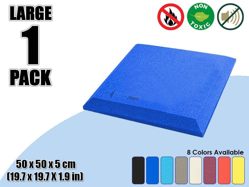 Arrowzoom Acoustic Panel Flat Bevel Tile - Solid Colors - KK1039 Blue / 1 Piece -50 x 50 x 5 cm / 20 x 20 x 2 in