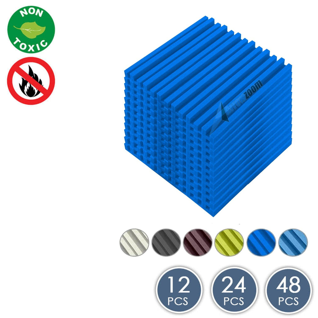 Arrowzoom Acoustic Foam - Metro Striped Ceiling - Solid Colors - KK1041 Blue / 12 Piece -50 x 50 x 5 cm / 20 x 20 x 2 in