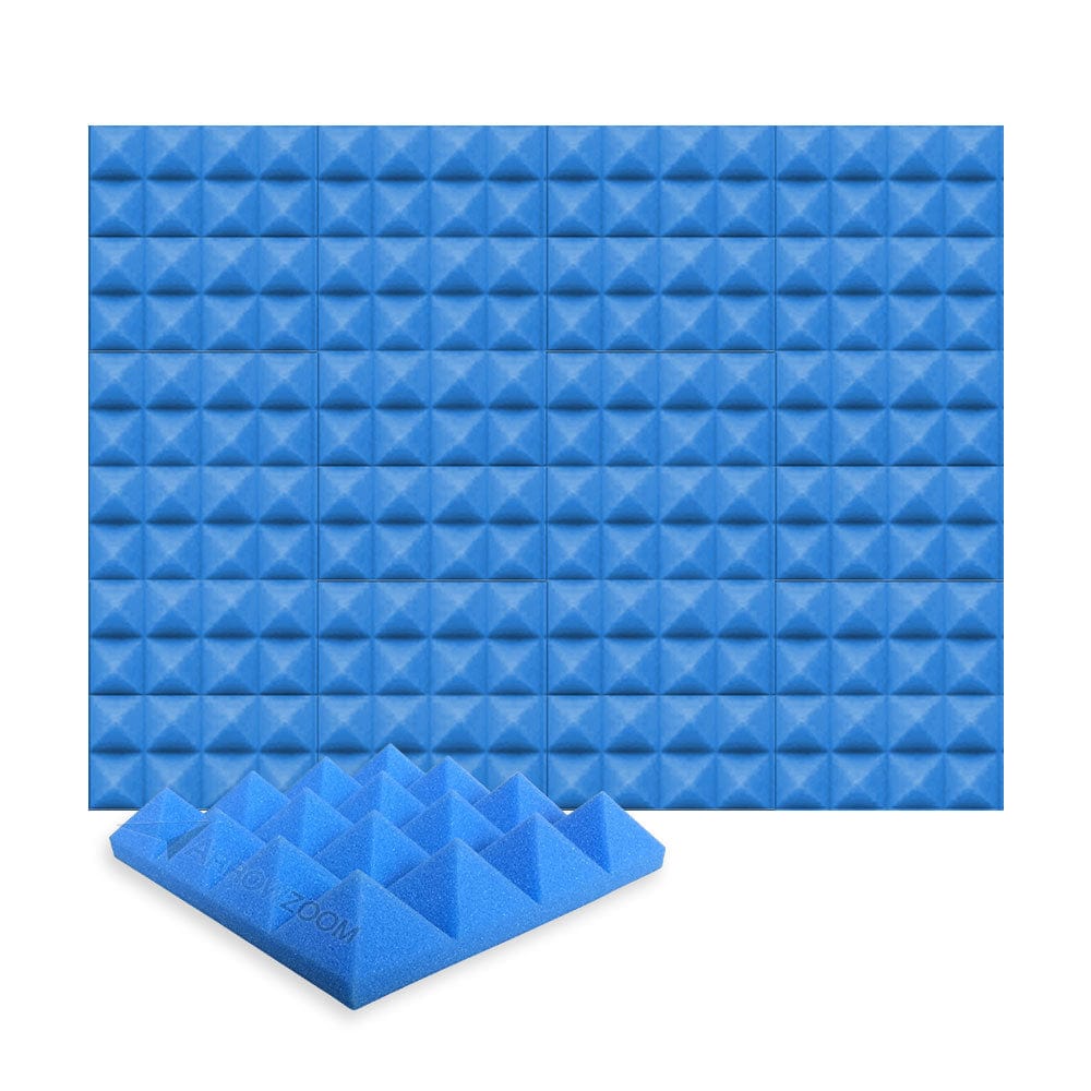 Arrowzoom Acoustic Pyramid Foam Series - Solid Colors - KK1034 Blue / 12 Pieces - 25 x 25 x 5 cm/ 10 x 10 x 2in