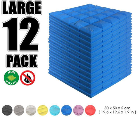 Arrowzoom Acoustic Hemisphere Grid Foam - Solid Colors - KK1040 Blue / 12 Pieces - 50 X 50 X 5cm / 19.6 X 19.6 X 1.9 in