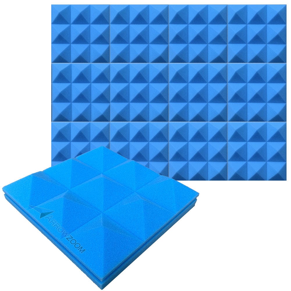 Arrowzoom™ PRO Series Soundproof Foam - Pyramid Plus - KK1194 Blue / 12 pieces