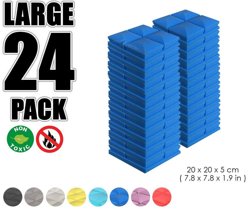 Arrowzoom Acoustic Hemisphere Grid Foam - Solid Colors - KK1040 Blue / 24 Pieces - 20 X 20 X 5cm / 7.8 X 7.8 X 1.9 in