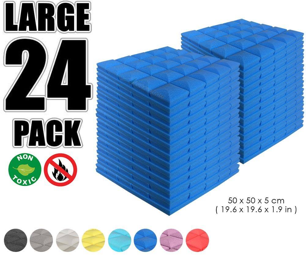 Arrowzoom Acoustic Hemisphere Grid Foam - Solid Colors - KK1040 Blue / 24 Pieces - 50 X 50 X 5cm / 19.6 X 19.6 X 1.9 in