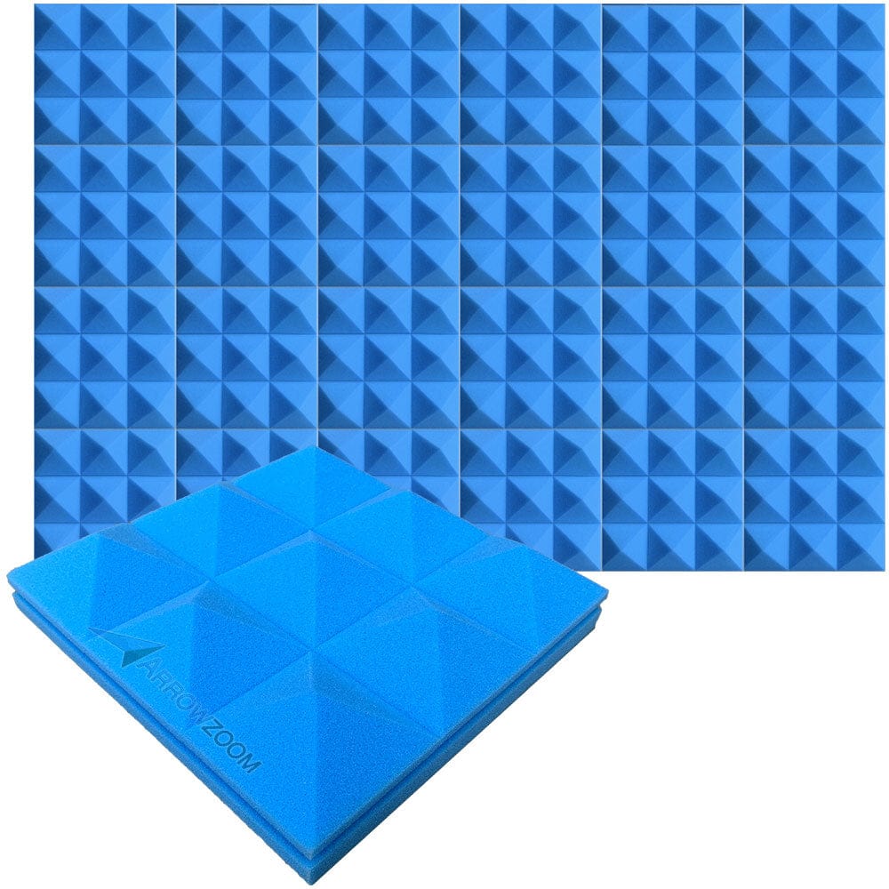Arrowzoom™ PRO Series Soundproof Foam - Pyramid Plus - KK1194 Blue / 24 pieces
