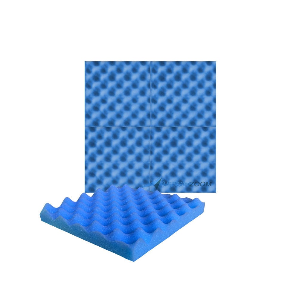 New 4 Pcs Bundle Egg Crate Convoluted Acoustic Tile Panels Sound Absorption Studio Soundproof Foam KK1052 Blue / 25 X 25 X 3 cm (9.8 X 9.8 X 1.1 in)