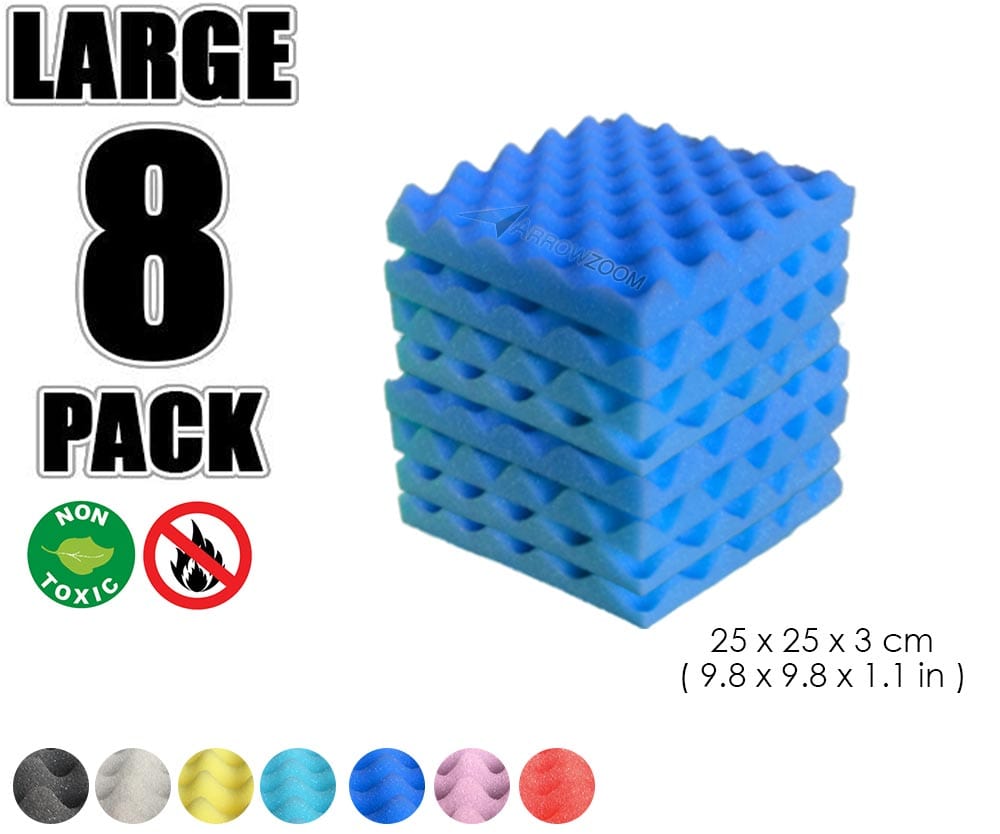 New 8 Pcs Bundle Egg Crate Convoluted Acoustic Tile Panels Sound Absorption Studio Soundproof Foam 8 Colors KK1052 Blue / 25 X 25 X 3 cm (9.8 X 9.8 X 1.1 in)