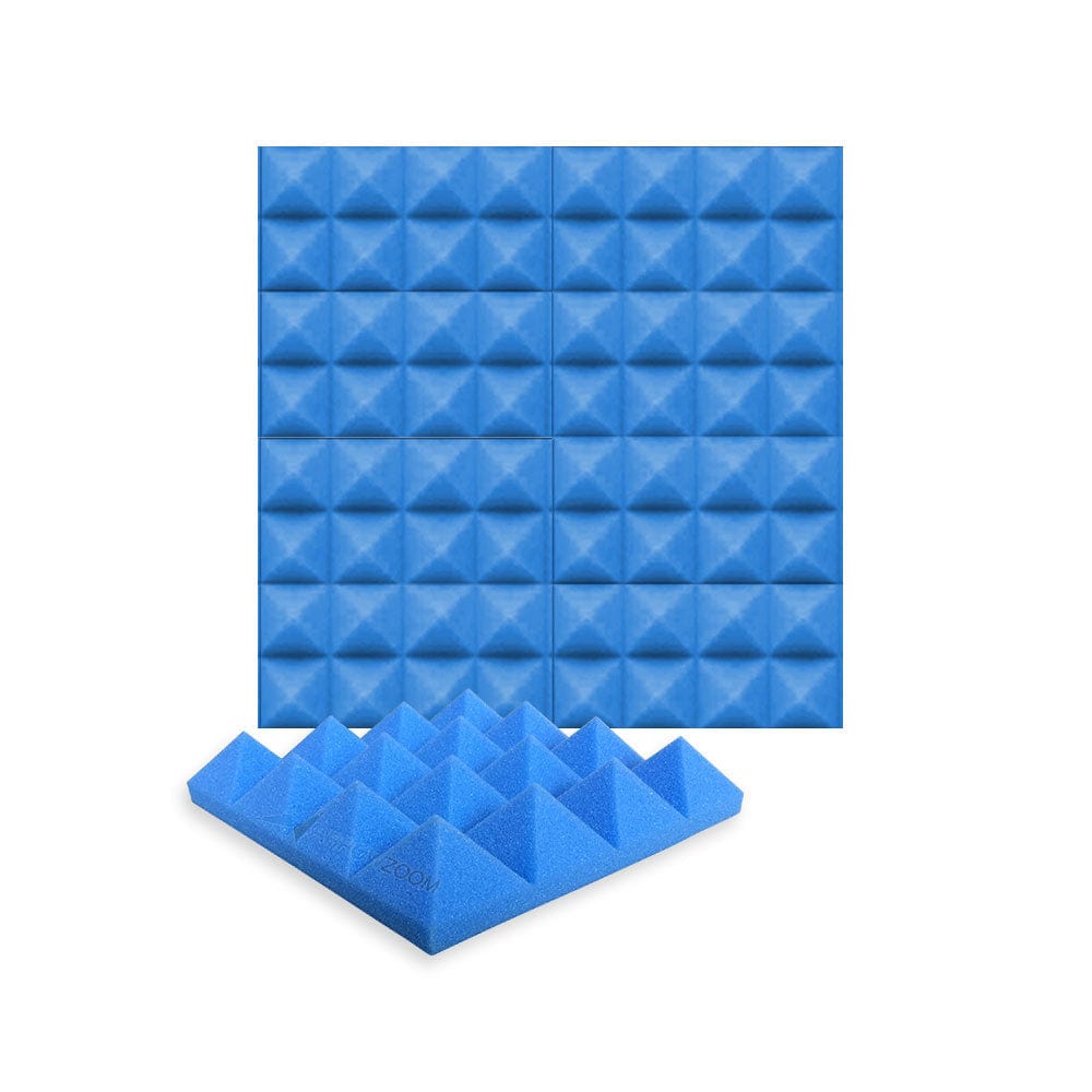 New 4 pcs Bundle Pyramid Tiles Acoustic Panels Sound Absorption Studio Soundproof Foam 8 Colors KK1034 Blue / 25 X 25 X 5cm (9.8 X 9.8 X 1.9in)