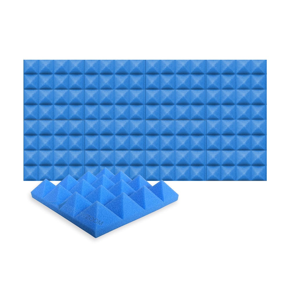 New 8 pcs Bundle Pyramid Tiles Acoustic Panels Sound Absorption Studio Soundproof Foam 8 Colors KK1034 Blue / 25 X 25 X 5cm (9.8 X 9.8 X 1.9in)