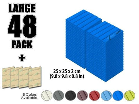 Arrowzoom Acoustic Flat Wedge Foam - Solid Colors - KK1035 Blue / 48 PIECES - 25 X 25 X 2 CM