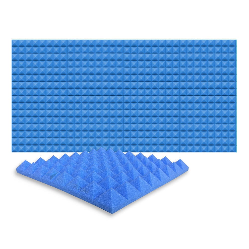 New 8 pcs Bundle Pyramid Tiles Acoustic Panels Sound Absorption Studio Soundproof Foam 8 Colors KK1034 Blue / 50 X 50 X 5cm (19.6 X 19.6 X 1.9)