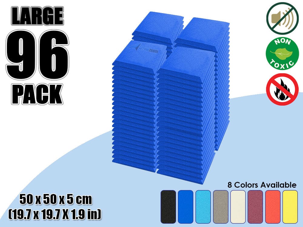 New 96 pcs Bundle Flat Bevel Tile Acoustic Panels Sound Absorption Studio Soundproof Foam 8 Colors KK1039 Blue
