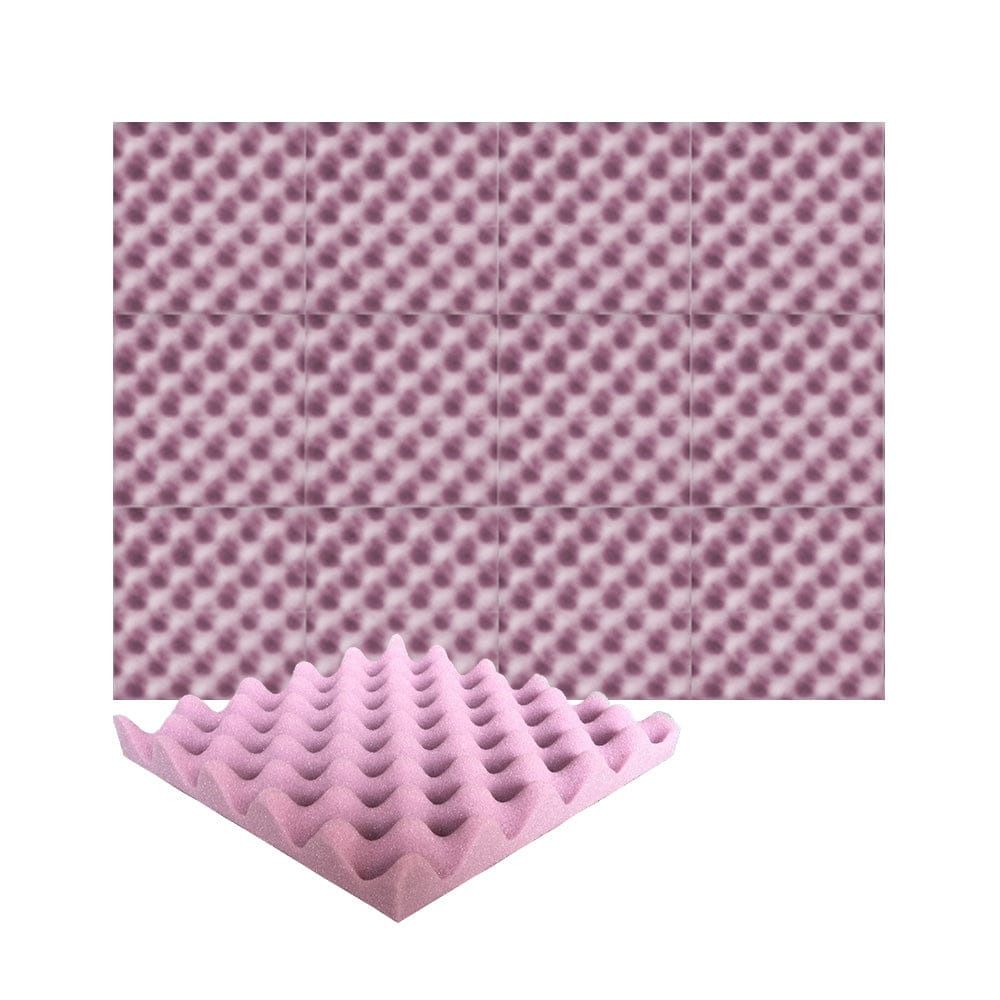 Arrowzoom Acoustic Eggcrate Foam - Solid Colors - KK1052 Burgundy / 12 Pieces - 25 x 25 x 3 cm / 10x10x2 in