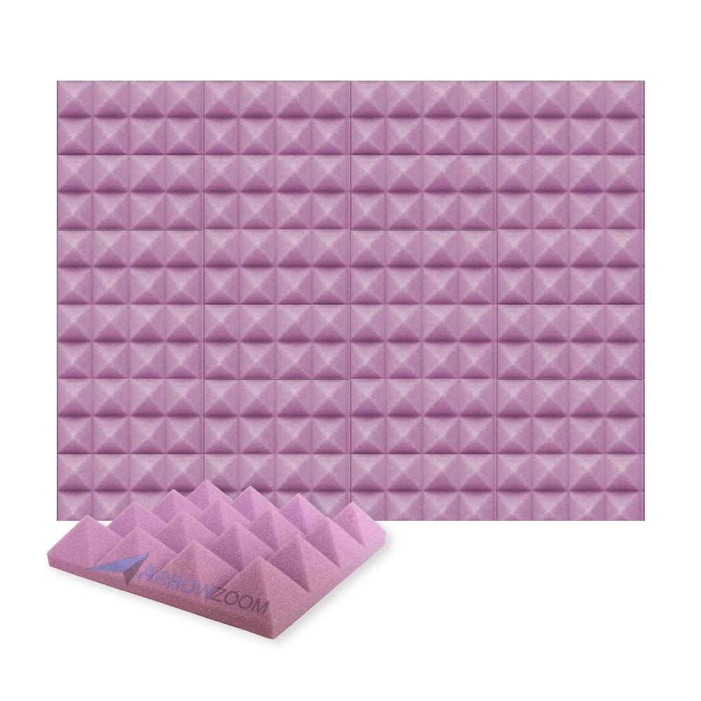 Arrowzoom Acoustic Pyramid Foam Series - Solid Colors - KK1034 Burgundy / 12 Pieces - 25 x 25 x 5 cm/ 10 x 10 x 2in