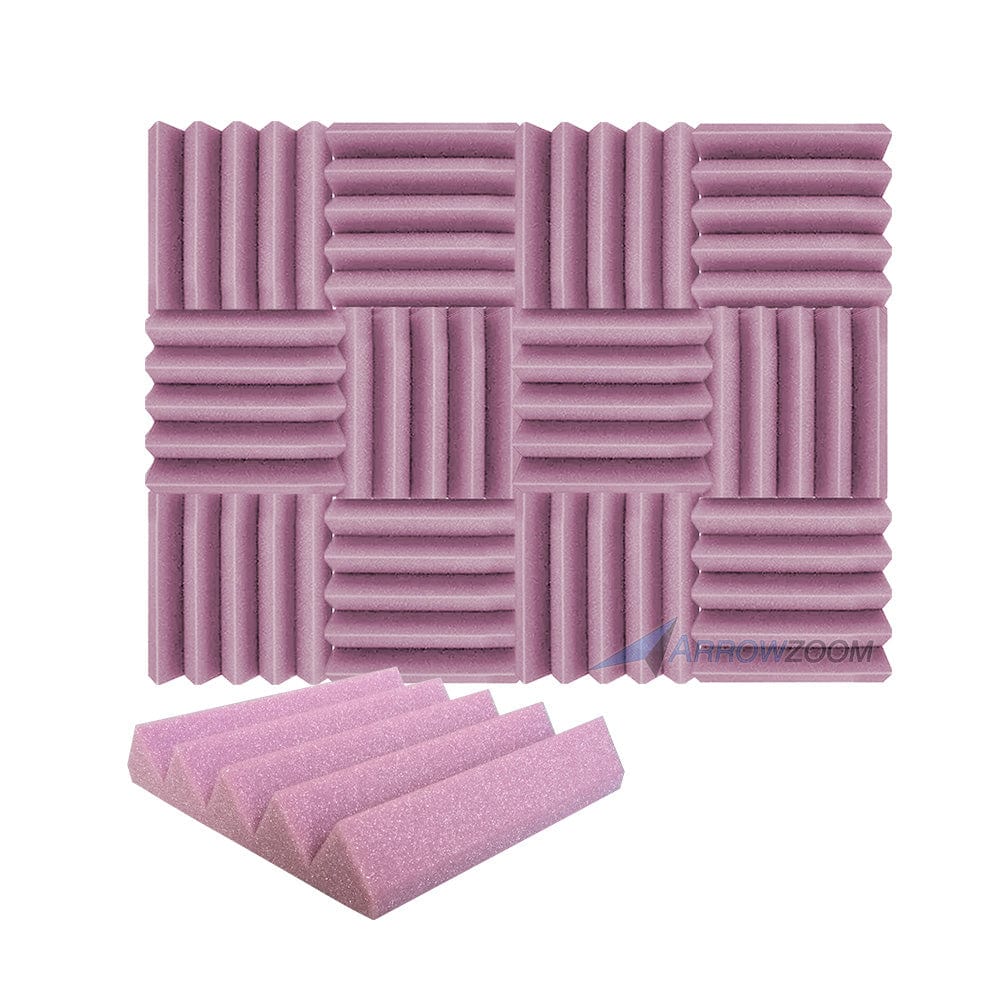Arrowzoom Acoustic Wedge Tiles Foam - Solid Colors - KK1134 Burgundy / 12 Pieces - 25 x 25 x 5 cm / 10 x 10 x 2in