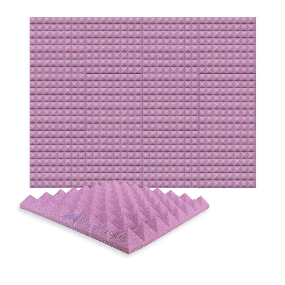 Arrowzoom Acoustic Pyramid Foam Series - Solid Colors - KK1034 Burgundy / 12 Pieces - 50 x 50 x 5 cm / 20 x 20 x 2 in
