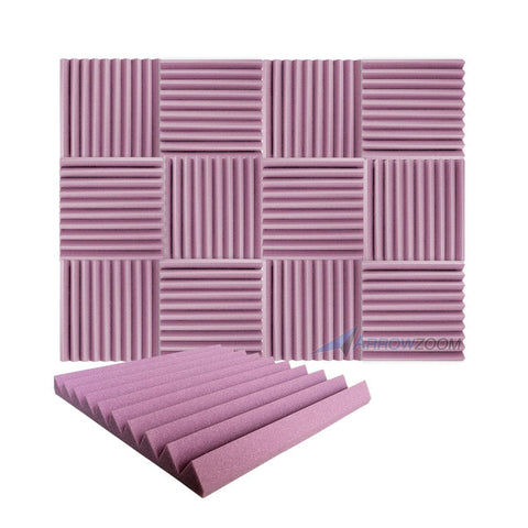 Arrowzoom Acoustic Wedge Tiles Foam - Solid Colors - KK1134 Burgundy / 12 Pieces - 50 x 50 x 5 cm / 20 x 20 x 2 in