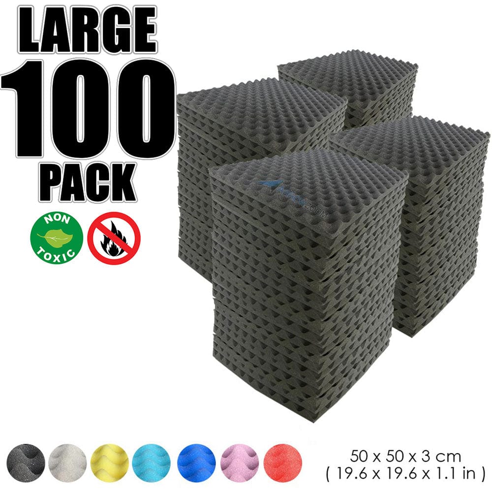 Arrowzoom 100 pcs Bundle Acoustic Foam Eggcrate / 100 Pieces - 50 x 50cm / Black