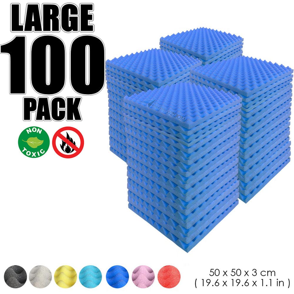 Arrowzoom 100 pcs Bundle Acoustic Foam Eggcrate / 100 Pieces - 50 x 50cm / Blue