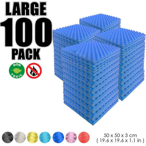 Arrowzoom 100 pcs Bundle Acoustic Foam Eggcrate / 100 Pieces - 50 x 50cm / Blue
