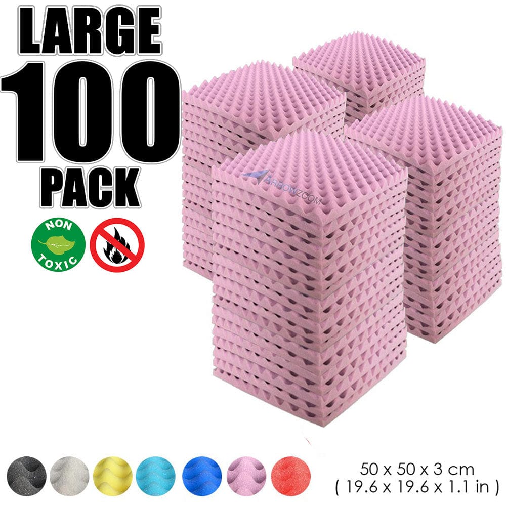 Arrowzoom 100 pcs Bundle Acoustic Foam Eggcrate / 100 Pieces - 50 x 50cm / Burgundy