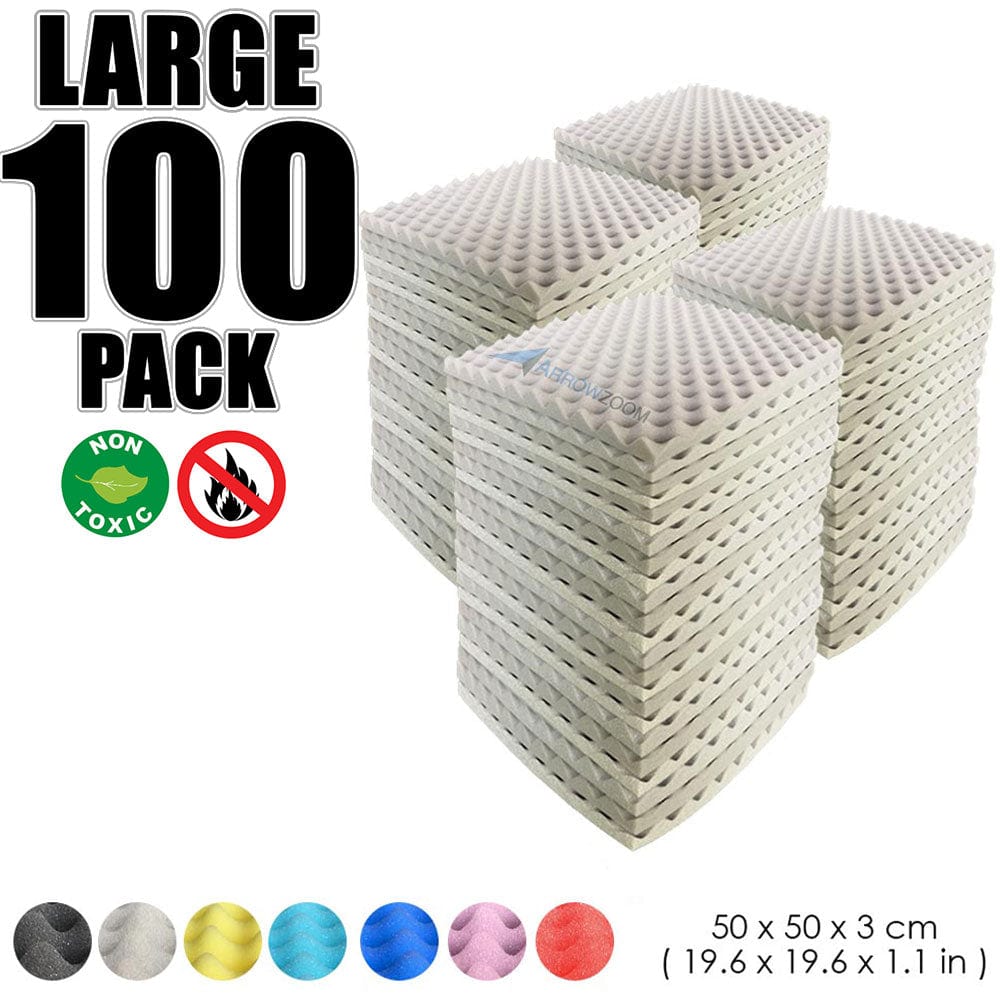 Arrowzoom 100 pcs Bundle Acoustic Foam Eggcrate / 100 Pieces - 50 x 50cm / Gray