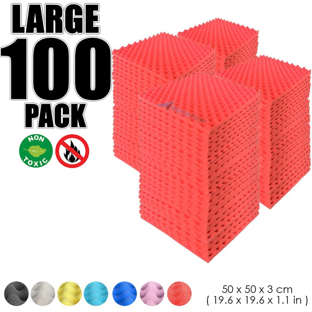 Arrowzoom 100 pcs Bundle Acoustic Foam Eggcrate / 100 Pieces - 50 x 50cm / Red