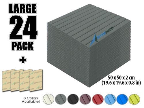 Arrowzoom Acoustic Flat Wedge Foam - Solid Colors - KK1035 Gray / 24 PIECES - 50 X 50 X 2 CM
