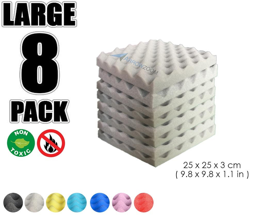 New 8 Pcs Bundle Egg Crate Convoluted Acoustic Tile Panels Sound Absorption Studio Soundproof Foam 8 Colors KK1052 Gray / 25 X 25 X 3 cm (9.8 X 9.8 X 1.1 in)
