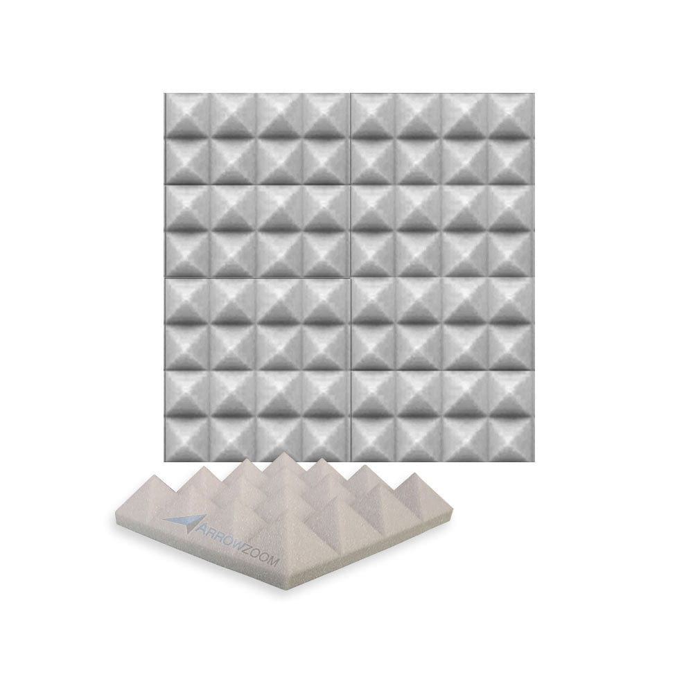 New 4 pcs Bundle Pyramid Tiles Acoustic Panels Sound Absorption Studio Soundproof Foam 8 Colors KK1034 Gray / 25 X 25 X 5cm (9.8 X 9.8 X 1.9in)