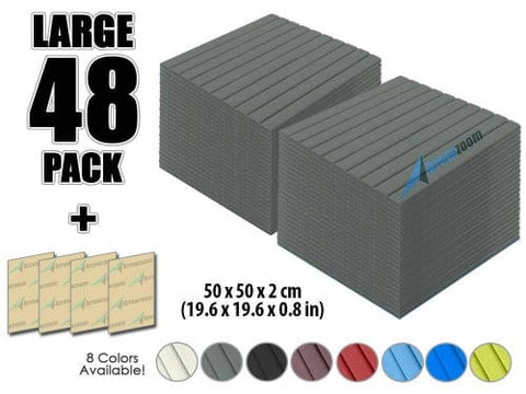 Arrowzoom Acoustic Flat Wedge Foam - Solid Colors - KK1035 Gray / 48 PIECES - 50 X 50 X 2 CM